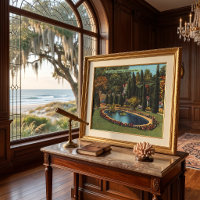 Beautiful Garden in Savannah GA Art Postcard