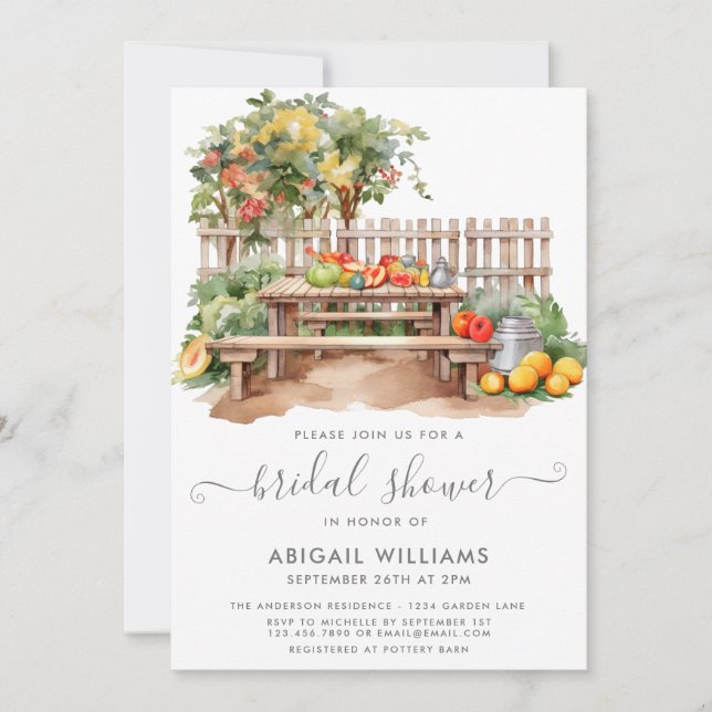Beautiful Garden Picnic Backyard Bridal Shower Invitation (Front)