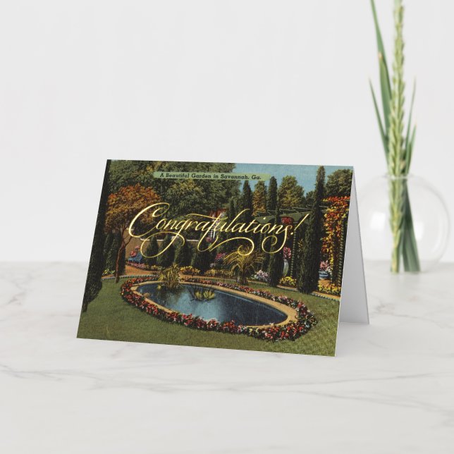 Beautiful Garden Savannah GA Postcard Art Greeting (Front)
