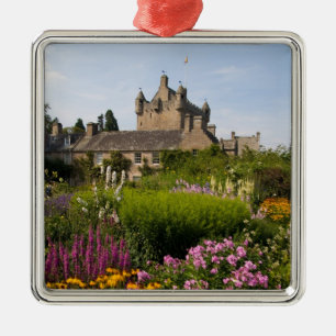 Beautiful gardens and famous castle in Scotland Metal Tree Decoration