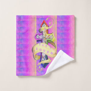 Beautiful gay and loved cross design wash cloth