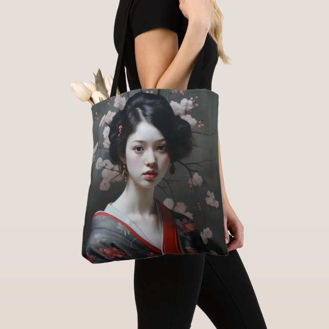 Beautiful Geisha Flowers Tote Bag (Close Up)