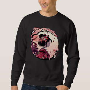 Beautiful geisha lady cherry blossom flowers pagod sweatshirt