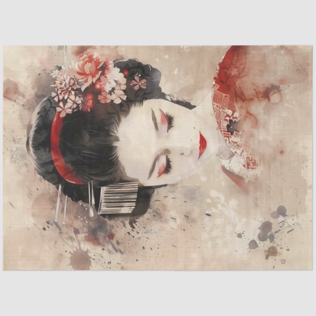 Beautiful Geisha Portrait Tissue Paper (Front)