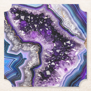 Beautiful Geode with Amethyst Crystals & Agate  Paper Coaster