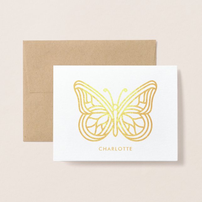 Beautiful Geometric Butterfly Foil Card (Front With Envelope)