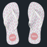 Beautiful Geometric Pattern Jandals<br><div class="desc">Beautiful colourful geometric pattern on white background. Lovely dotted hexagon pattern with text "HAPPY"! Get your happy sandals and enjoy the good vibes!!!</div>