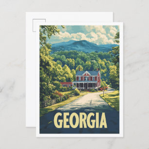 Beautiful Georgia USA Vintage Illustration Travel Postcard