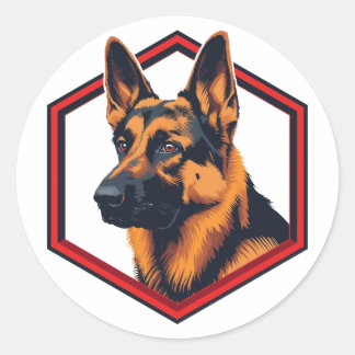 Beautiful German Shepard In A Six Sided Frame Classic Round Sticker