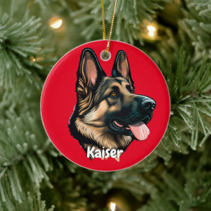 Beautiful German Shepherd Ceramic Tree Decoration