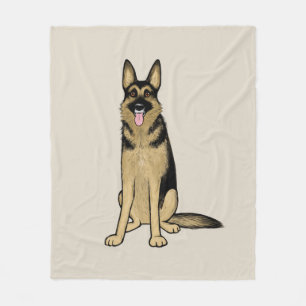 Beautiful German Shepherd Dog   Cartoon Pet Art Fleece Blanket