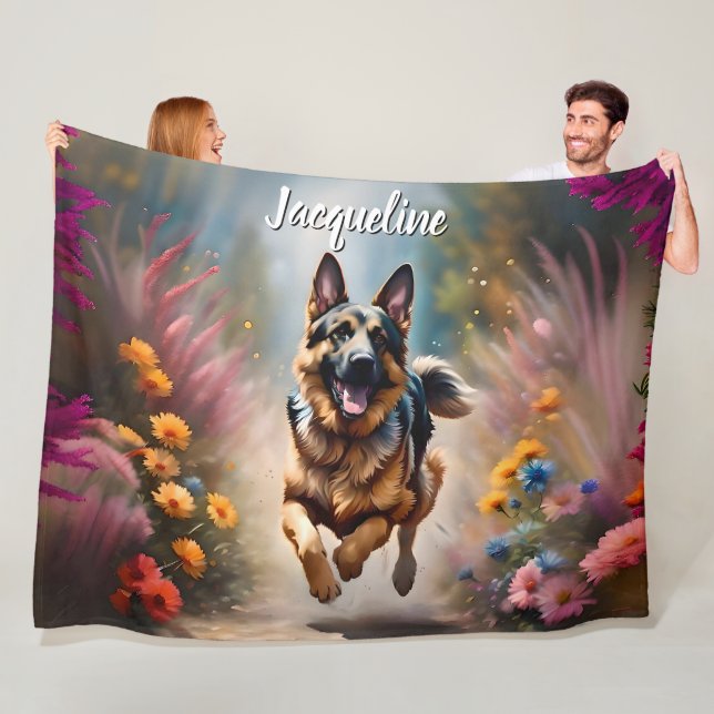 Beautiful German Shepherd Dog Fleece Blanket (In Situ)