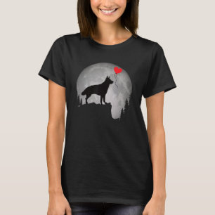 Beautiful German Shepherd Dog Silhouette Moon Shep T-Shirt