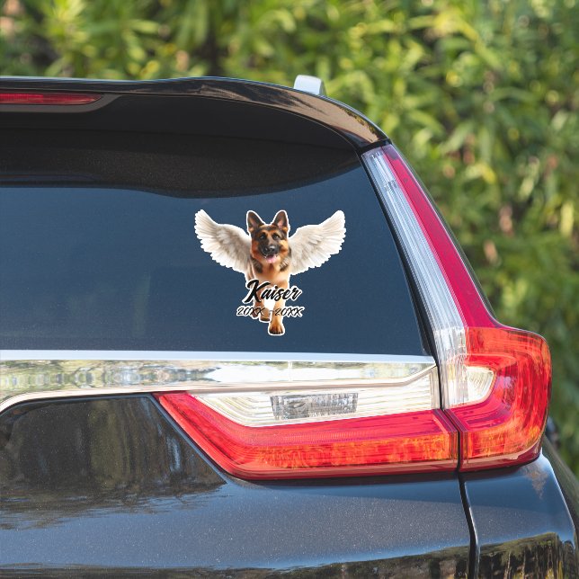 Beautiful German Shepherd with Wings Memorial (Car Side)