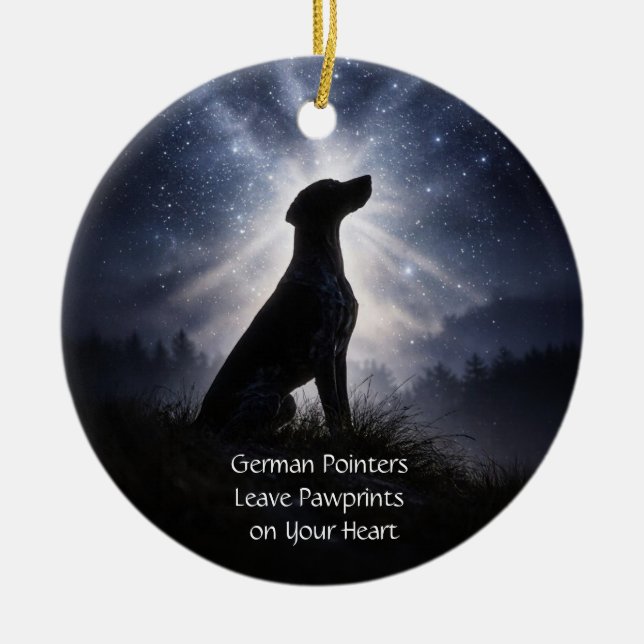 Beautiful German Shorthair Pointer Starry Sky Ceramic Tree Decoration (Front)