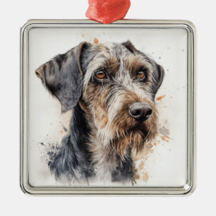 BEAUTIFUL GERMAN WIREHAIRED POINTER DOG METAL TREE DECORATION