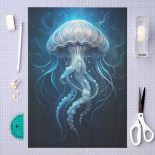 Beautiful Giant Blue Ocean Jelly Fish Decoupage Tissue Paper