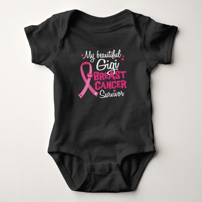 Beautiful Gigi Great Grandma Breast Cancer Baby Bodysuit (Front)