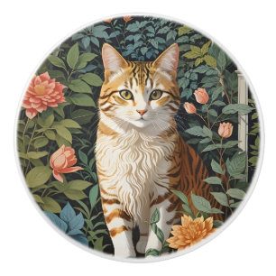 Beautiful Ginger Cat Botanical Garden Ceramic Knob