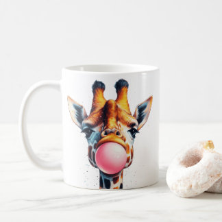 beautiful giraffe blowing bubblegum coffee mug