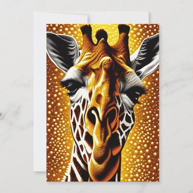 Beautiful Giraffe on a Glitter Gold Background  Thank You Card (Front)