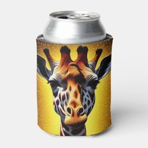 Beautiful Giraffe with a Gold Glitter  Can Cooler