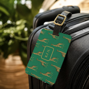 Beautiful Giraffes Green and Brown Luggage Tag