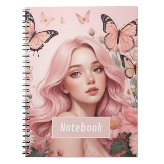 Beautiful Girl Amongst The Butterflies Notebook