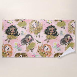 Beautiful Girl And Flower Beach Towel