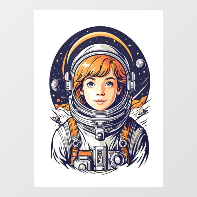 Beautiful girl astronaut in space (Sheet)