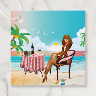 Beautiful Girl At The Beach Favour Tags