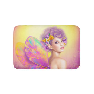 Beautiful girl fairy butterfly bath mat