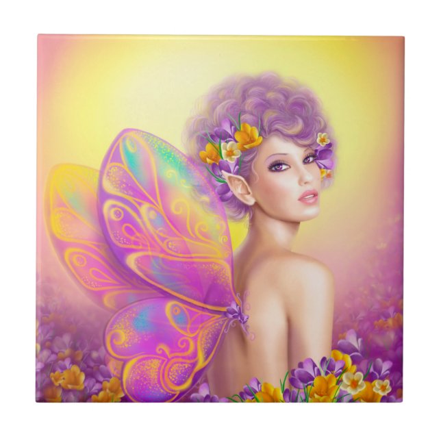 Beautiful girl fairy butterfly tile (Front)