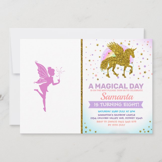 Beautiful girl fairy silhouette invitation (Front)