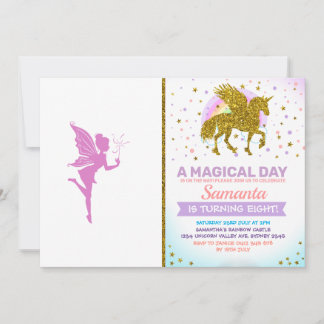 Beautiful girl fairy silhouette invitation