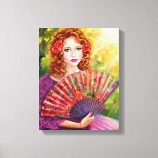 beautiful girl fantasy with fan canvas print (Front)