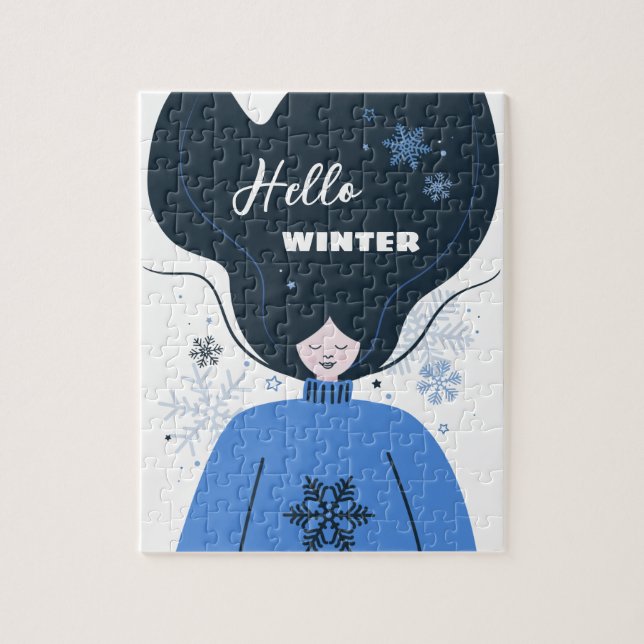 Beautiful girl Hello Winter  Jigsaw Puzzle (Vertical)