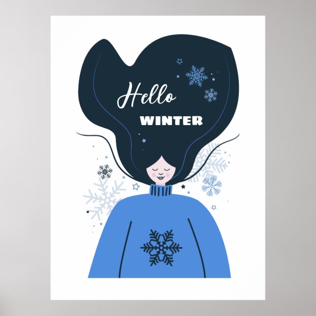 Beautiful girl Hello Winter Poster (Front)