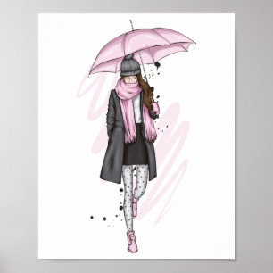 Beautiful girl in stylish clothes with fashion acc poster
