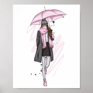 Beautiful girl in stylish clothes with fashion acc poster
