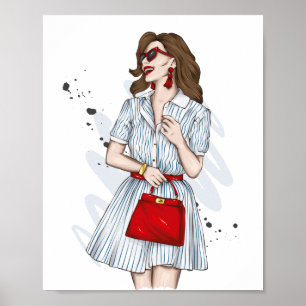 Beautiful girl in stylish clothes with fashion acc poster