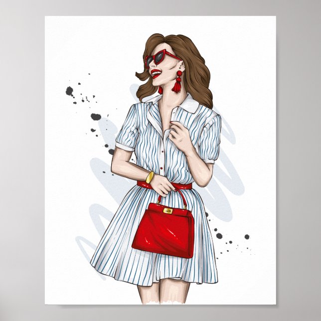 Beautiful girl in stylish clothes with fashion acc poster (Front)