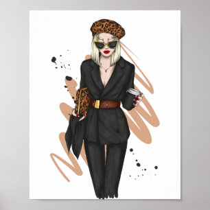 Beautiful girl in stylish clothes with fashion acc poster