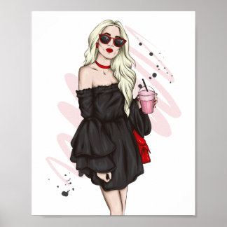 Beautiful girl in stylish clothes with fashion acc poster