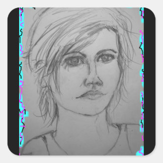 beautiful girl portrait square sticker