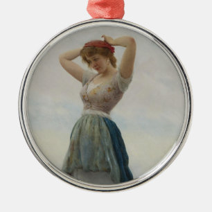 Beautiful Girl Relaxing at the Seaside Metal Tree Decoration