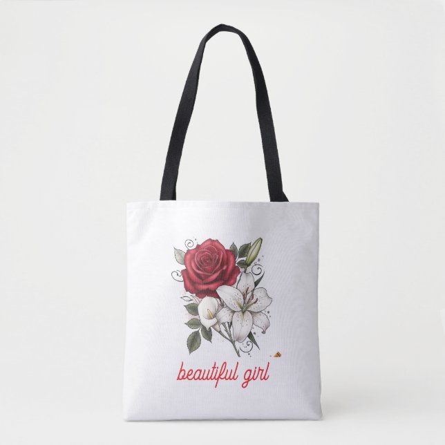Beautiful Girl Rose Tote Bag (Front)