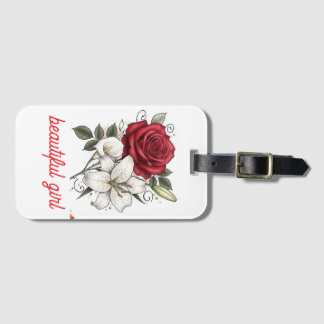Beautiful Girl Rose Tote Bag Luggage Tag