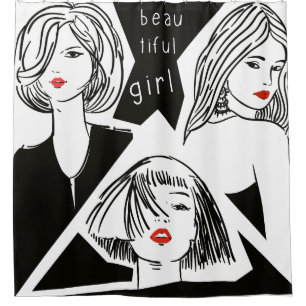 beautiful girl shower curtain
