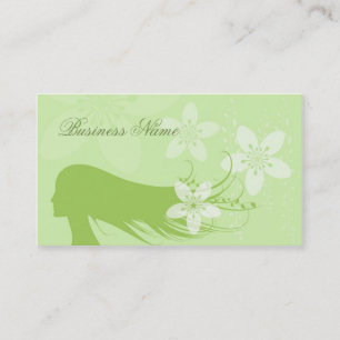Beautiful Girl Silhouette Green Business Card